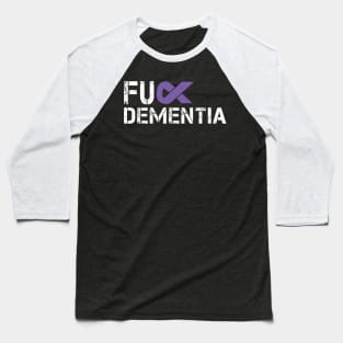 Fuck Dementia Awareness Gift Purple Ribbon Support Warrior Baseball T-Shirt